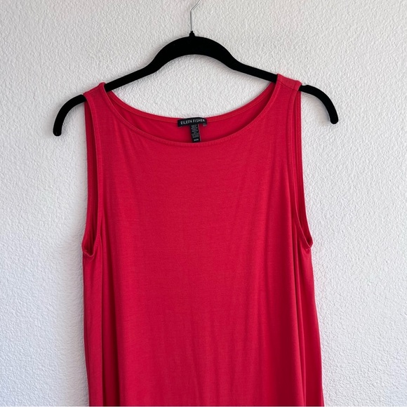Eileen Fisher Red Viscose Sleeveless Shift Dress - Picture 2 of 9